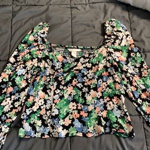 H&M square neck floral top